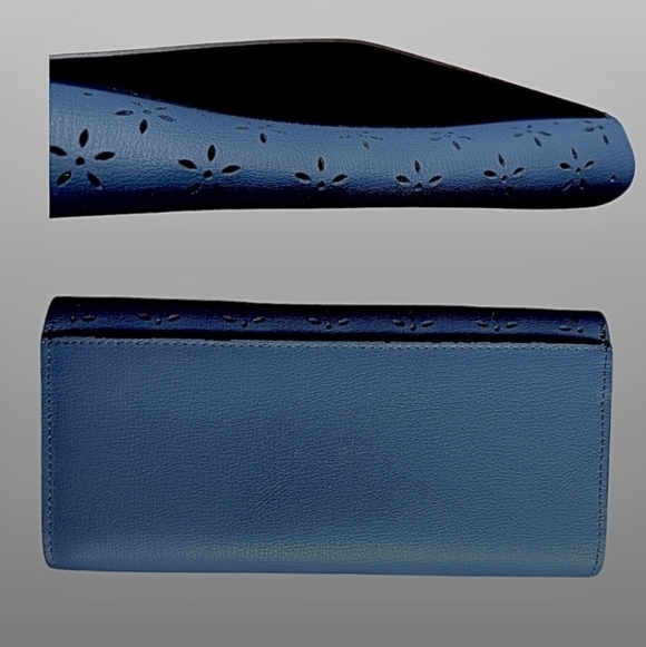 Coach Blue Slim Envelope Wallet Vintage Scallopped Edge - Picture 2 of 9
